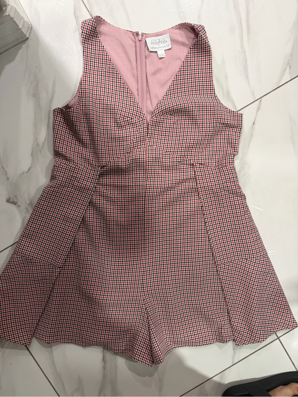 Anthropologie Pink Gingham Girls One-Piece Romper